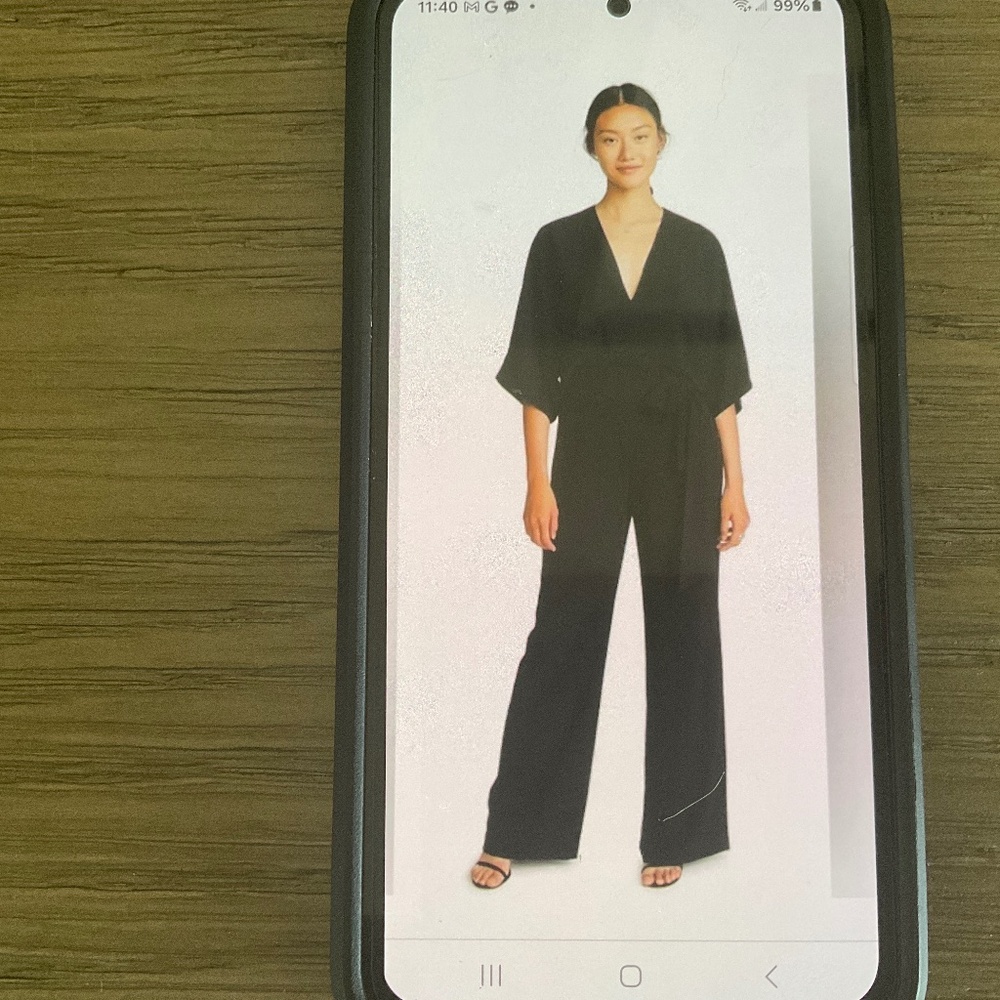 Halston Heritage black wide leg wrap front jumpsuit size 0